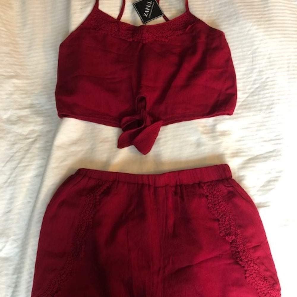 Zaful Maroon Matching Set